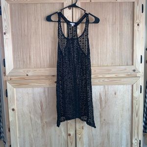 Bongo black crochet lace swim coverup size L